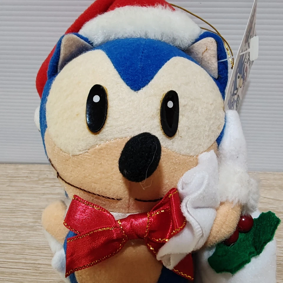 Juguete de peluche Sega Sonic Hedgehog vintage Navidad Santa Standing 1992 Japón etiqueta de 8" Foto 2 de 4