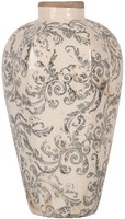 Clayre & Eef 6CE1934S Vase Keramik Beige Grau 17X30 Cm Landhausstil