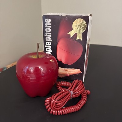 Vintage 1985 Apple Phone Red Fruit Push Button Landline Telephone Collectable