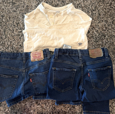 Boys Size 8 Clothing Lot Levi's 514 511 Jeans OshKosh Henley Shirt 3pc