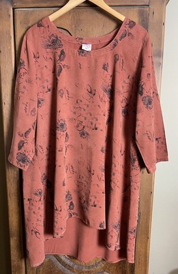 NWT CMC Color Me Cotton Women s XXL Cinnamon/black Print 3/4 Sleeve Tunic/dress