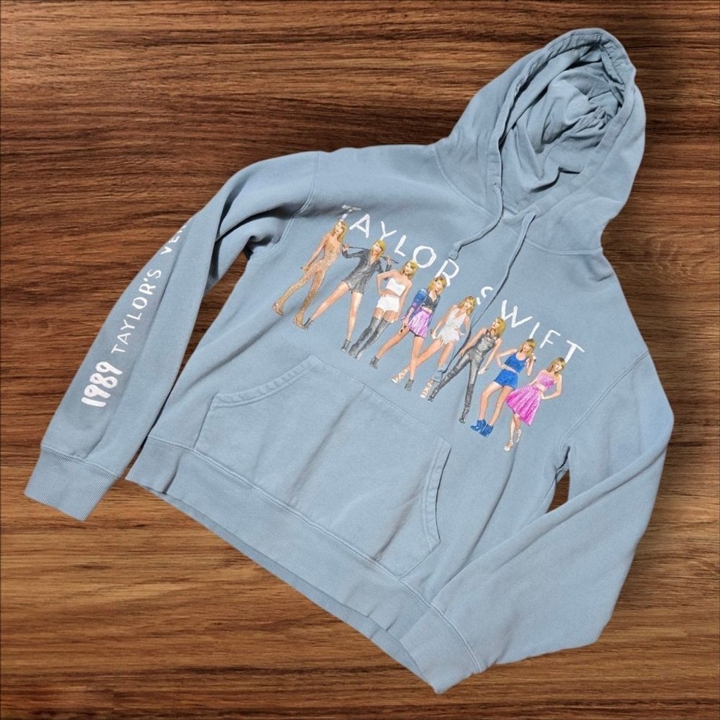 1989 Taylor Swift Dusty Blue Oversized Graphic Hoodie Sweatshirt