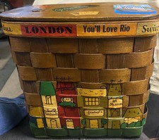 1960 s Caro Nan European Themed Basket Purse With Caro Nan Yacht Classic Penny