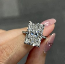Accent 10.10 Ct Radiant Cut Lab Grown Diamond Engagement Ring 14K White Gold FN