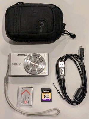 Sony Cyber-shot DSC-W830 Silver Digital Camera 20.1MP 8X Zoom - Bundle Tested
