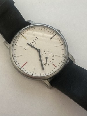 Ted Baker Black Leather White Dial TE50072001 $155 Watch