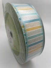 Member's Mark Premium Wire Edge Ribbon 1.5" x 50 yards Yellow Aqua Stripe NEW