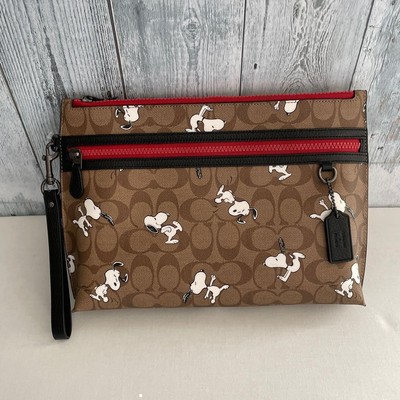 COACH x Snoopy Band zweite Tasche Handgelenktasche Coach Muster neu...