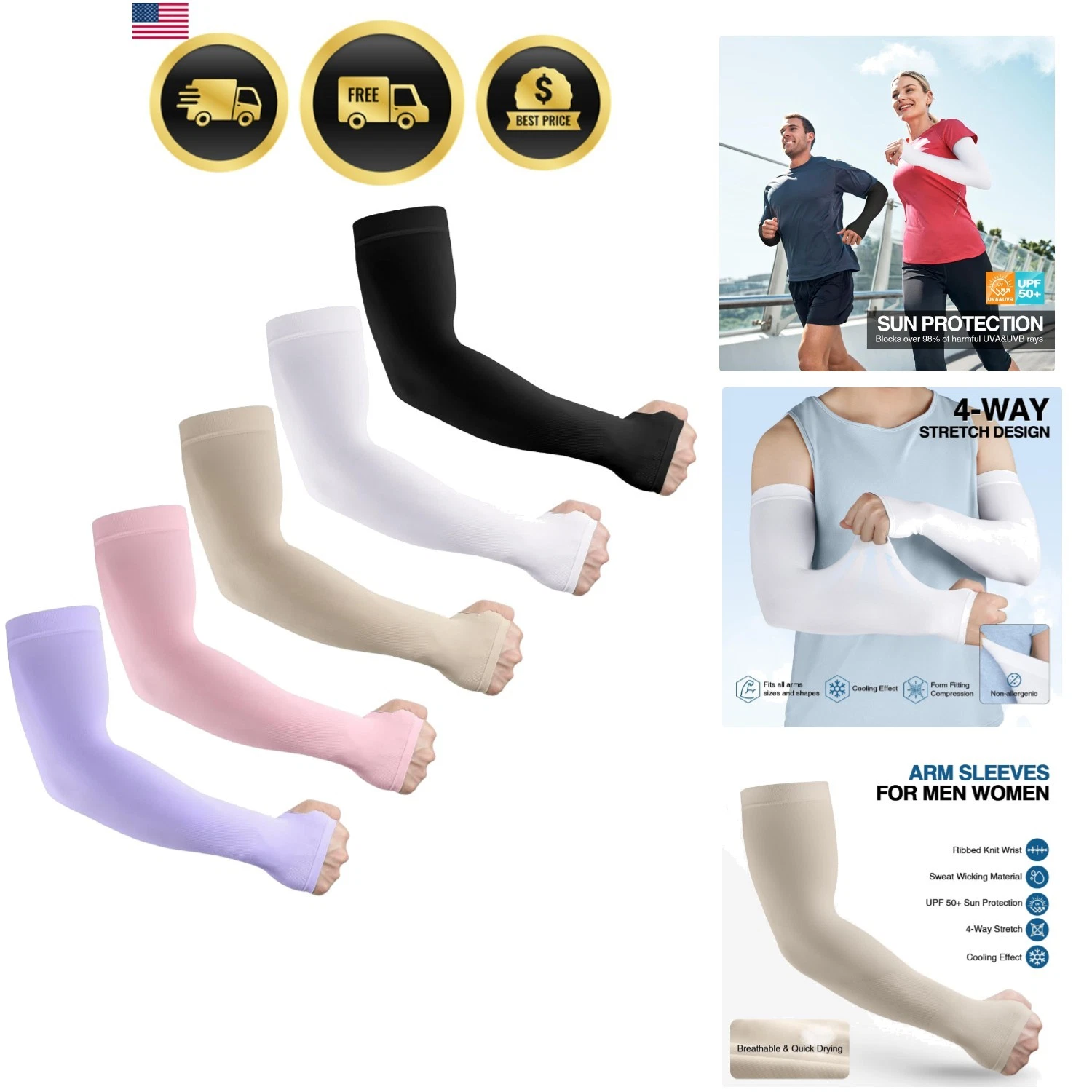 Sun Protection Cooling Arm Sleeves for Men &Women,Compression Sleeves for Foo...