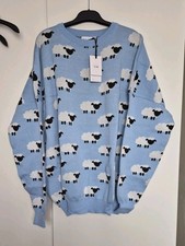 Image of Plus Size 28 Daisy Street Curve Blue Jumper - Cute Sheep -please read