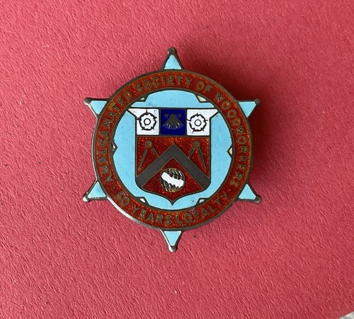 Vintage Amalgamated Society Of Woodworkers Silver Lapel Badge Wood Work 1903 - Picture 1 of 8