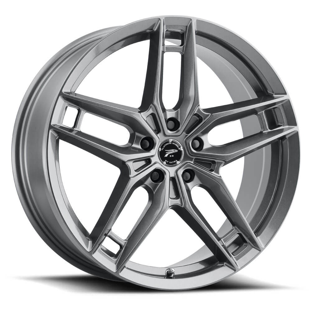 1 Platinum 17x8 5X4.50 +40 464GN Lotus Gloss Gunmetal Grey Wheel Rim