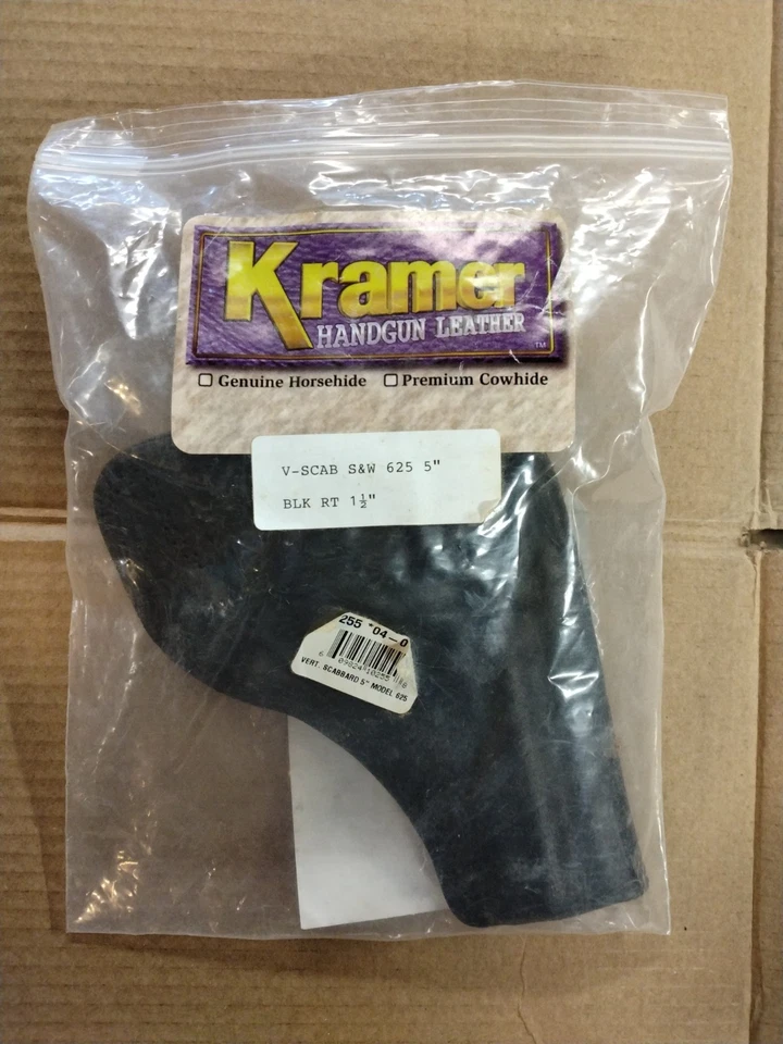 Kramer genuine horsehide vertical scabbard Smith & Wesson 625 5" Black RH 1.5" - Image 2 of 4
