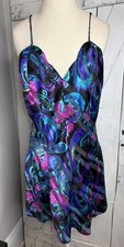 Vintage Fredrick's Of Hollywood Silky Floral Slip Cami Chemise Lingerie Size L