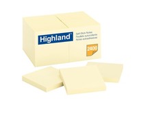 Highland Sticky Notes, 3 x 3 Inches, Yellow, Set of 24 3" x 3", Yellow