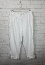 CHICOS Womens White Pull On 100 Linen Pants Size 2 US 12