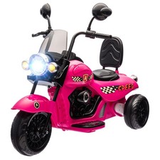 Kids 6V Battery Powered Motorcycle 3 Wheel Stable Ride Headlights Music Pink
