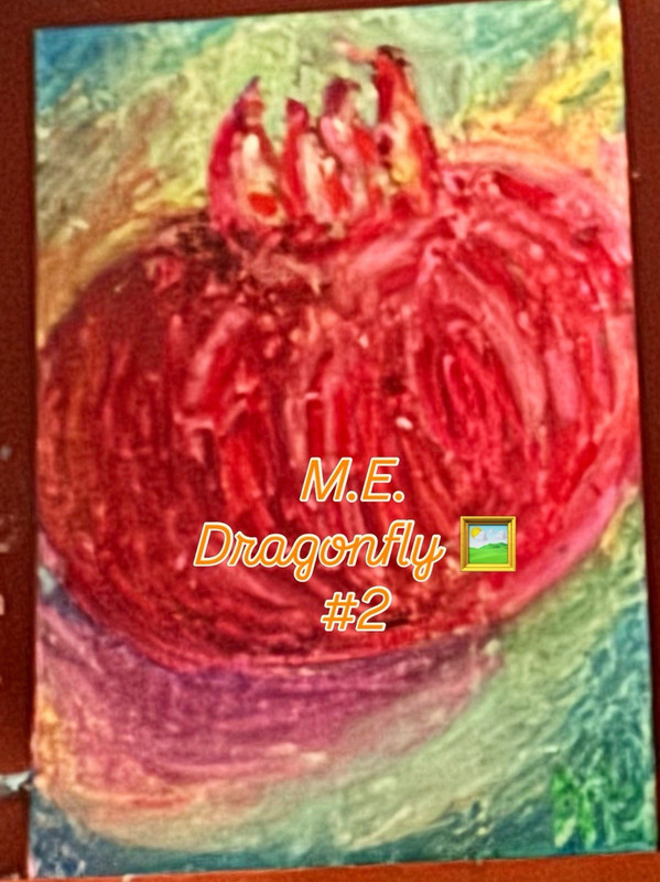 M.E. Dragonfly #2 Signed Original pastel ACEO ATC Pomegranate 