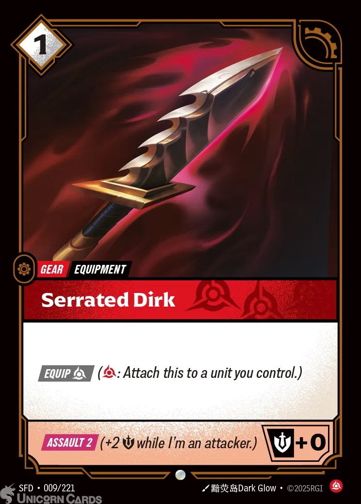 009/221 Serrated Dirk : Common Riftbound TCG Card : Spiritforged