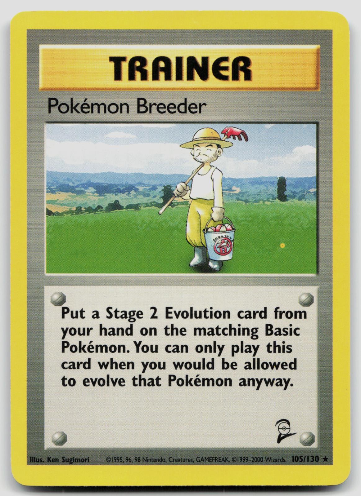 POKEMON BREEDER 105/130 RARE BASE SET 2 POKEMON MP