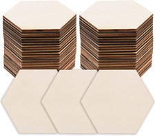 100 Pcs Unfinished Hexagon Wood Pieces Blank Wooden Hexagon Shape Cutouts Natura