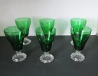Vtg Anchor Hocking Emerald Green Burple Wine/Water/Juice Glasses 5 3/4" Set of 6