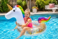 Schwimmer Einhorn Groß Glitzer Aufblasbar Pool Strand Kinder Junge MäDchen