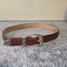 Brighton 1995 Brown Leather Belt Silver Tone Metal Buckle M 44807