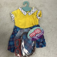 My Life As Doll 18in Red Plaid Skirt School Outfit Glasses New