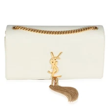 Saint Laurent Crema Soft Grain De Poudre Medium Kate Tassel Satchel