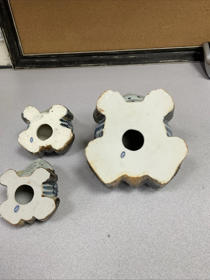 3vintage Antique Ceramic Frog Toad Japanese Hirado Style Figures  - Image 3 of 3