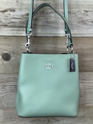 Cute! COACH Small Town Bucket Bag Pista Washed SEA MIST Green Leather Purse $359