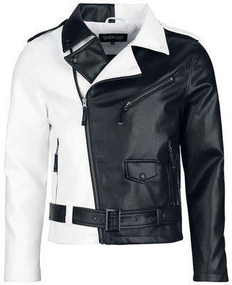 Gothicana by EMP Herren schwarz/weiße Kunstlederjacke mit integriertem Gürtel
