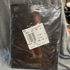 New Talbots Silky Sheer‎ Control Top Pantyhose Nylons Black Size A Sheer Toe
