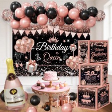 Happy Birthday Party Decorations for Women Black PInk