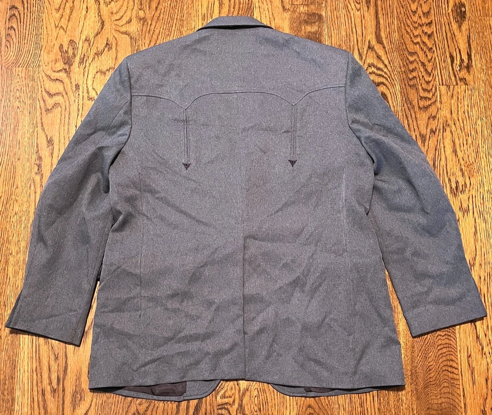 Vintage Circle S Blazer Jacket Mens 46R Blue Gray Western Suit Sport Coat USA - Image 2 of 3