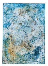 Abstract mixed media painting oil painting blue 100x70 cm structure Sonja Zeltner-Müller