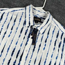 Cremieux Shirt Mens 2XT Tall White Striped Short Sleeve Button Up Party New