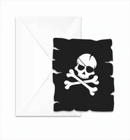 Piraten Schwarzer Totenkopf 6 Einladungskarten Mit Umschlag Neu & Ovp
