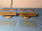 Men & Ladies Art Deco Restroom Sign Advertising Vintage Embossed Lighted Glass
