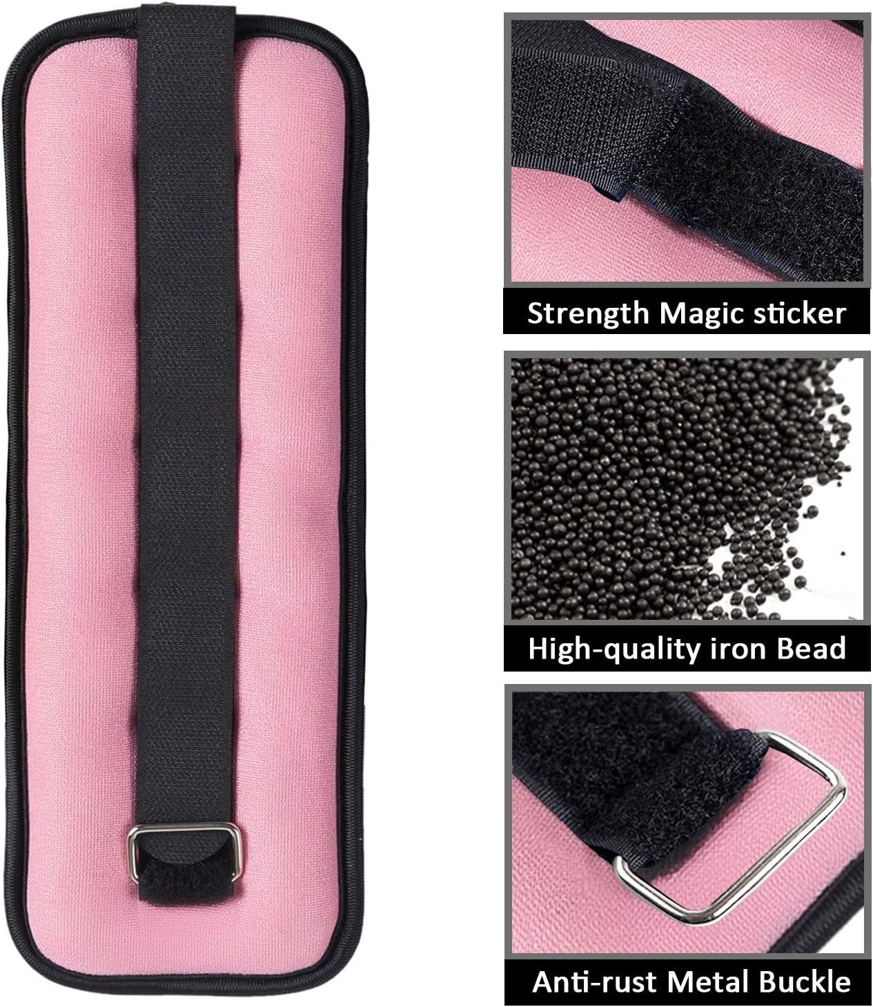Adjustable Pink Ankle/Wrist Weights (1.1 lbs Pair) for Women & Kids Fitness