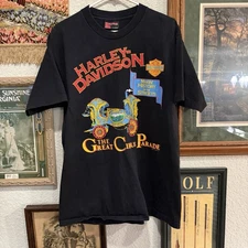 Vintage 90s RARe Harley Davidson Holoubek Circus Parade Biker USA Shirt Size XL