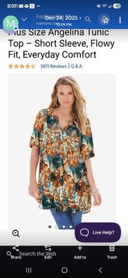 Angelina Tunic Roamans multi color, button down Tunic Top Plus Size 32w