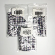 Longaberger Woven Traditions Desktop Plaid Fabric Basket Liners Set of 3