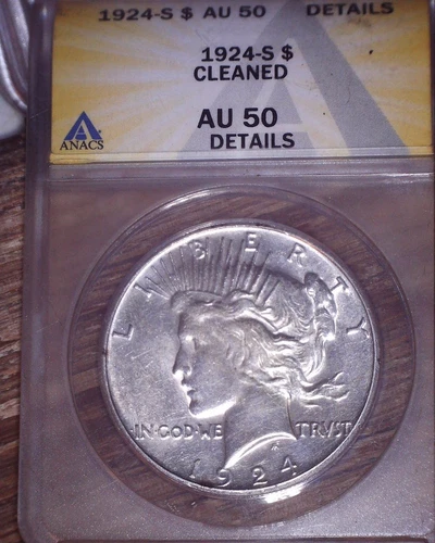 1924-s Peace Silver Dollar ANACS AU50, Beautiful Issue, Tougher Date