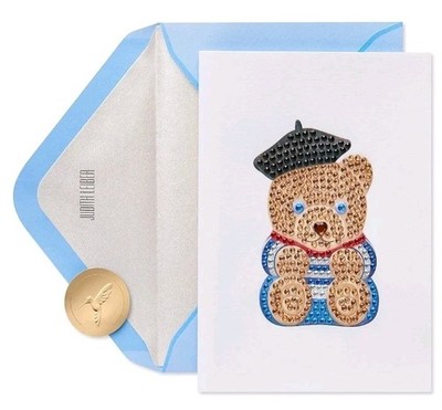 Papyrus Judith Leiber Blank Card Gemmed Teddy Bear   Multipurpose 