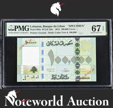 Lebanon SPECIMEN 100000 Livres 2012 P 95bs UNC PMG 67 EPQ NR 3rd TOP POP