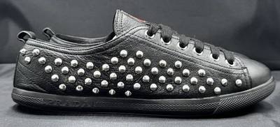 Size 6 / 36.5 EU - Prada Linea Rossa Spiked Low Cut Sneakers Black 