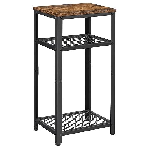 3Tier Tall Side Table, Small Telephone End Table Stand with 2 Mesh