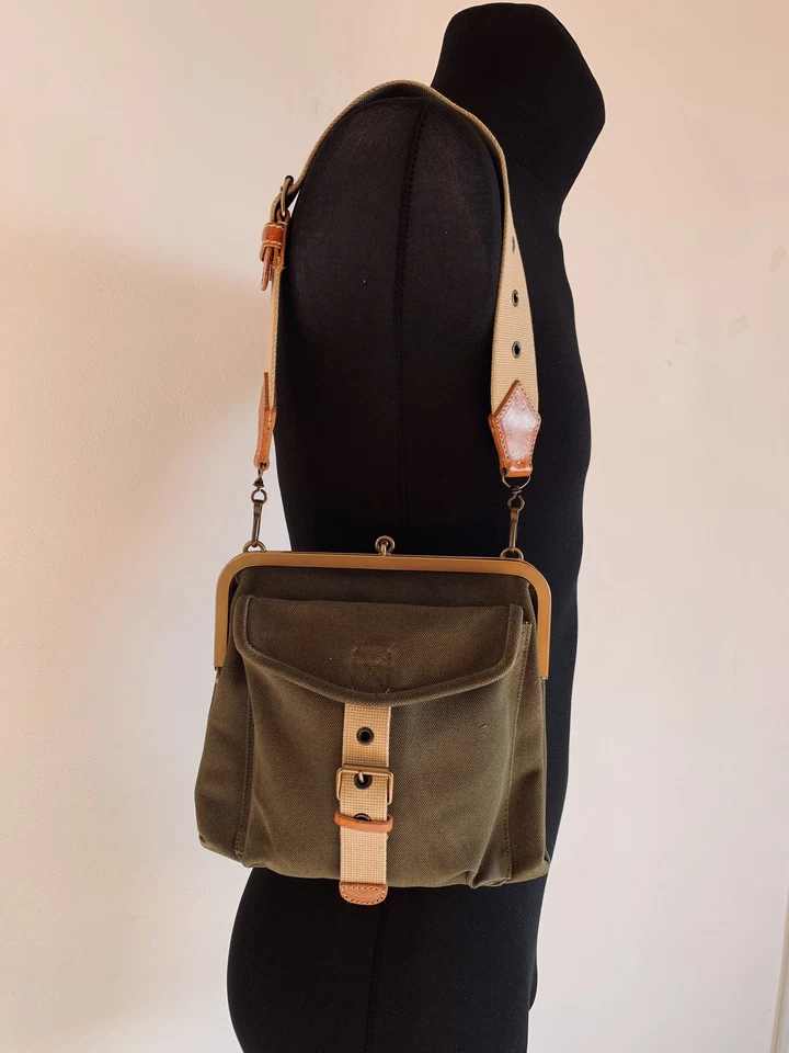 Archive Miu Miu Canvas Military Green Shoulder Women Bag - Image 4 of 4